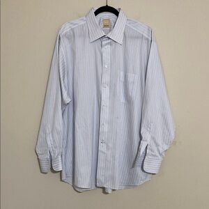 Ike Behar Neiman Marcus Men 18L Blue Striped Shirt blue event office casual